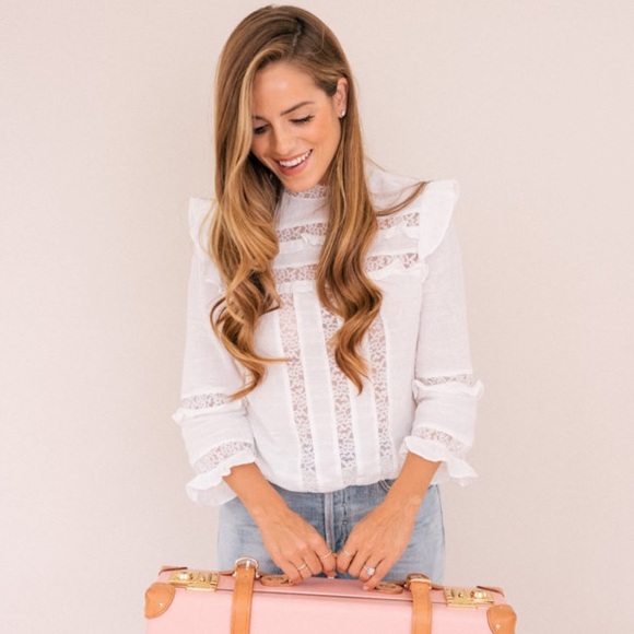 Express Tops - Express ruffled three-quarter sleeve blouse.